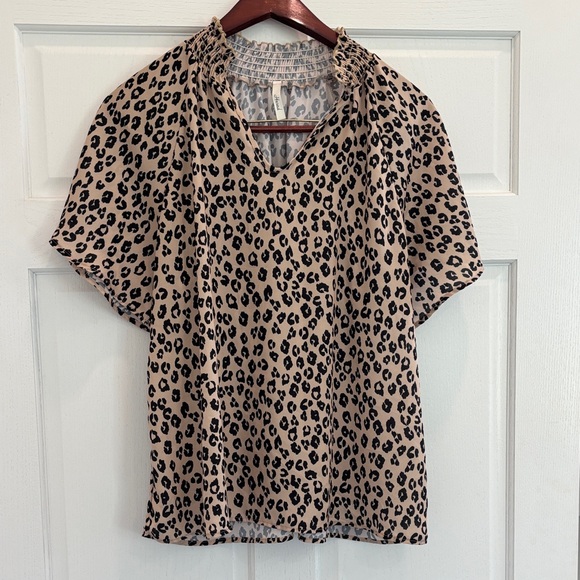 Hazel Tan and Black Leopard Print Blouse - Picture 1 of 4